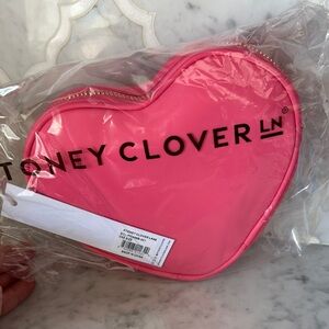 Stoney Clover Lane Pink Heart Pouch with Gold Zipper